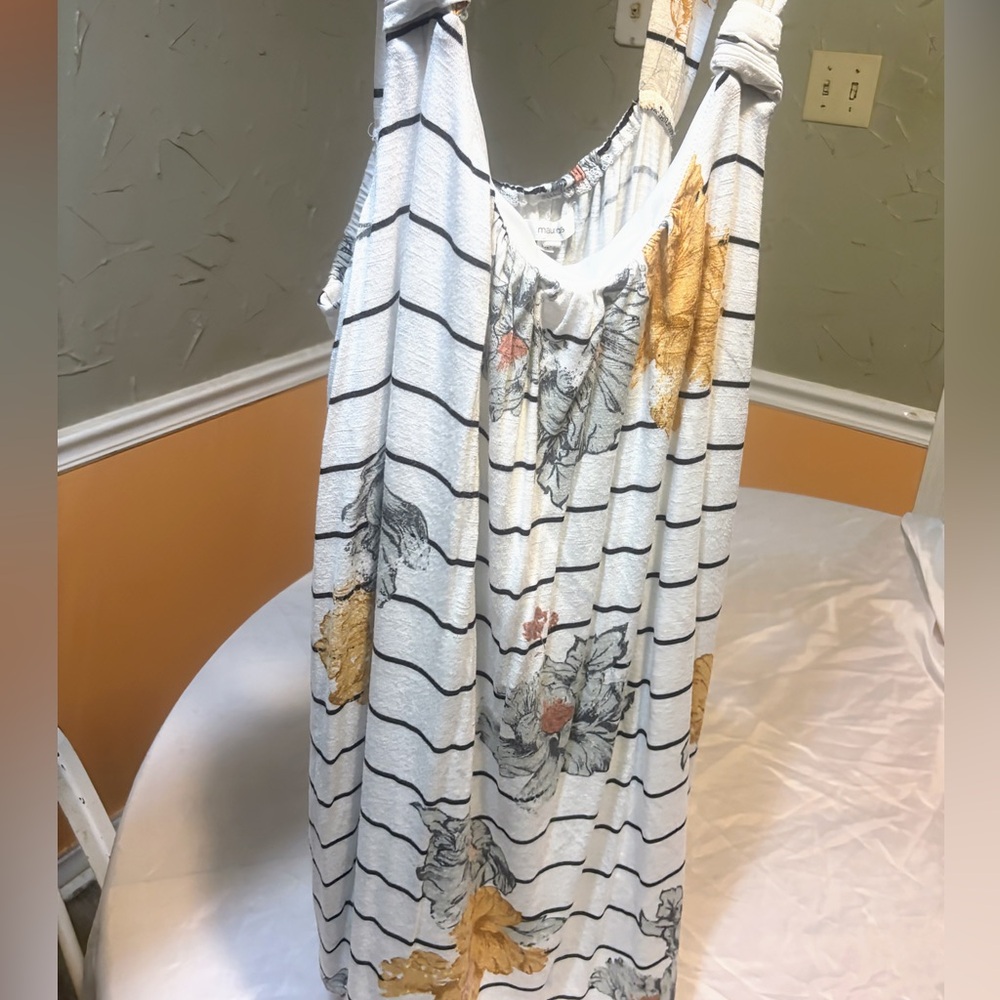 Maurices Striped Tank with Floral Accents